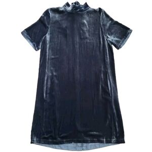 Eileen Fisher Dress Velvet Mock Neck Short Sleeve Holiday Party Silk Small NEW